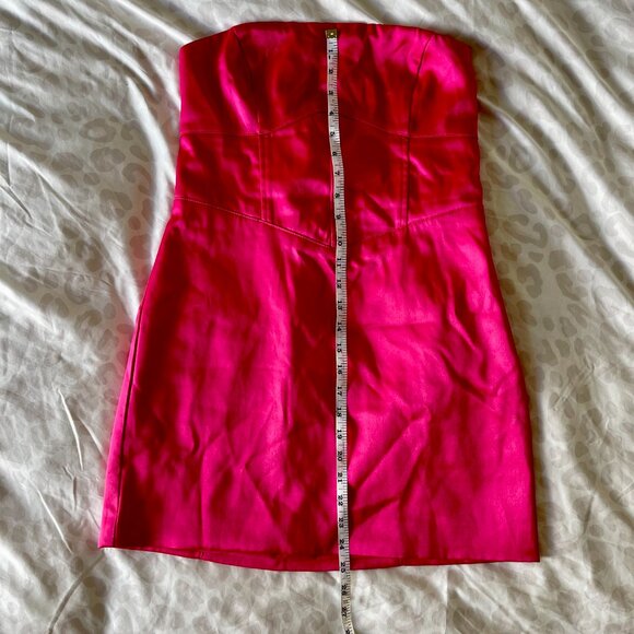 Forever 21 Barbiecore Hot Pink Satin Strapless Corset Mini Dress (M) - Picture 2 of 9